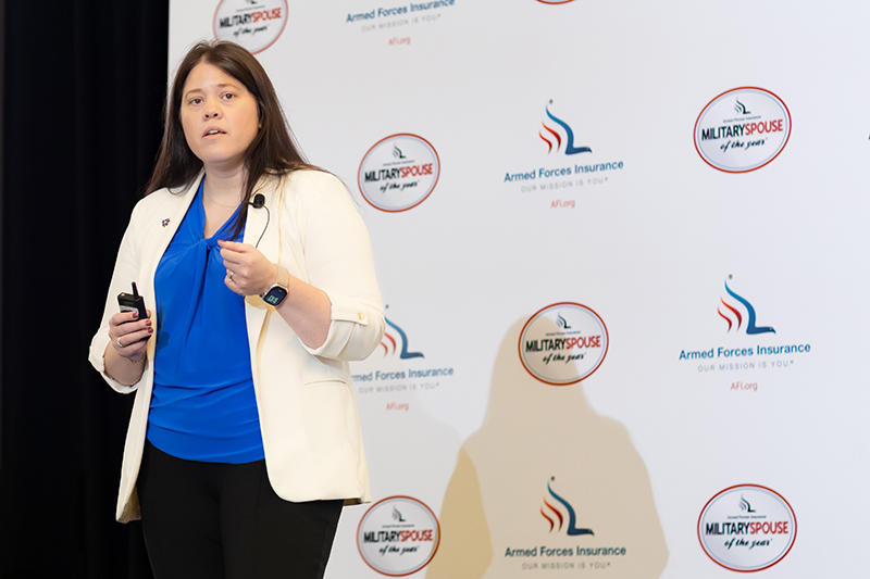 Military spouse leader speaking